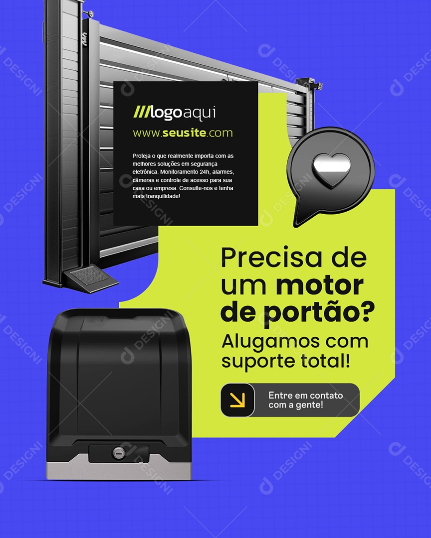 Segurança Precisa de Um Motor de Portão Social Media PSD Editável