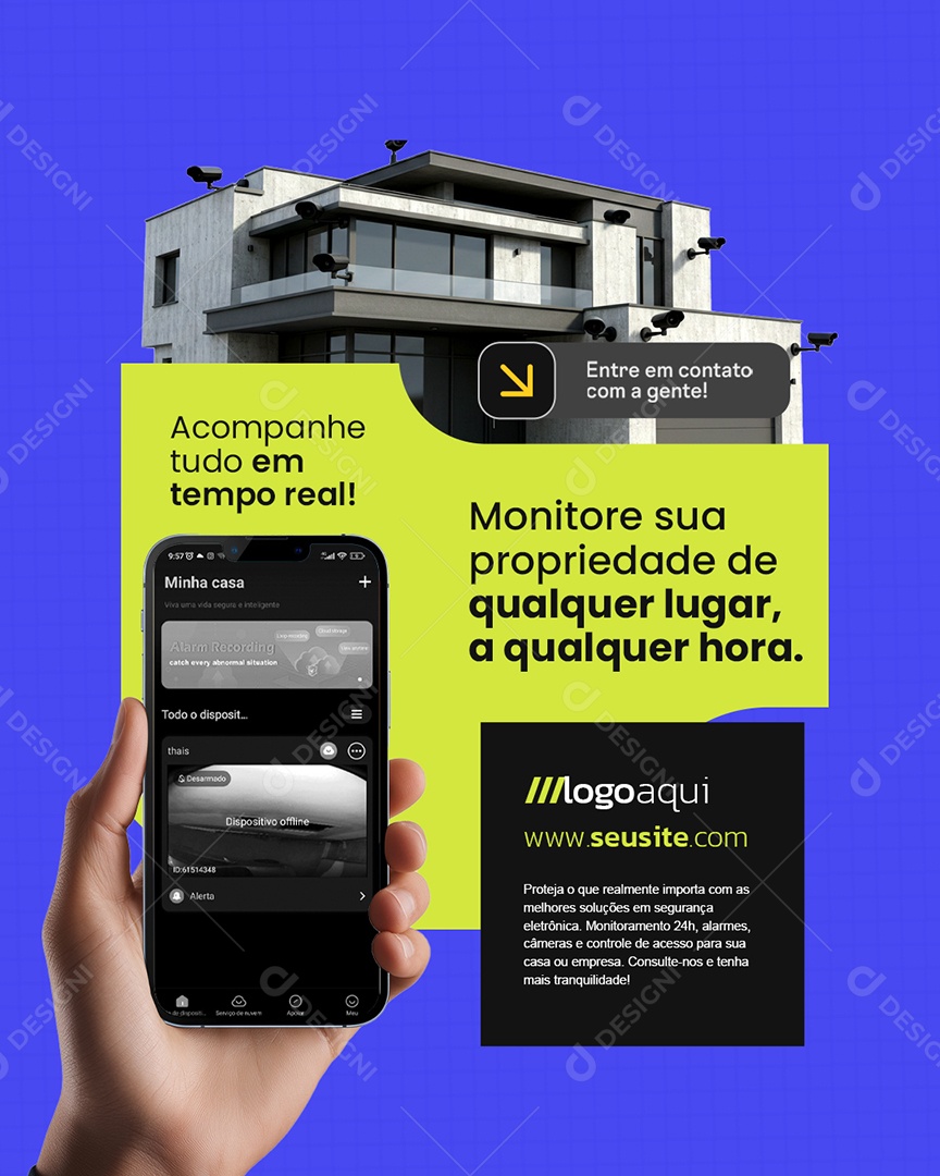 Segurança Acompanhe Tudo em Tempo Real Social Media PSD Editável