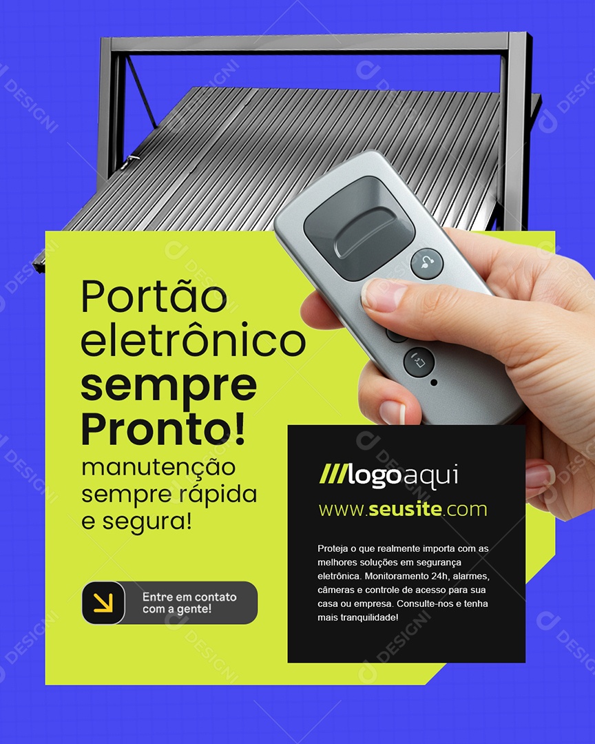 Segurança Portão Eletrônico Sempre Pronto Social Media PSD Editável