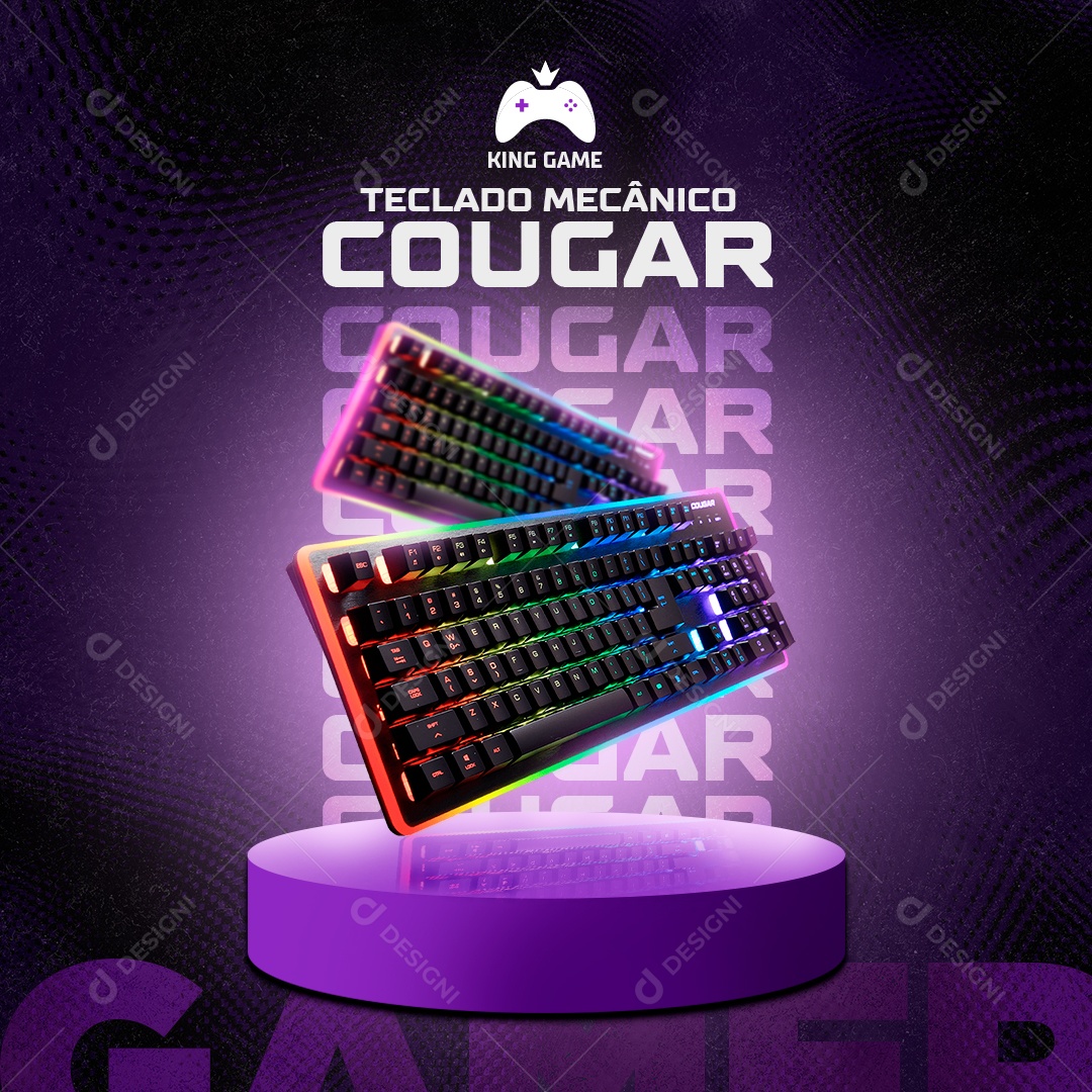 Loja Gamer Teclado Mecânico Social Media PSD Editável