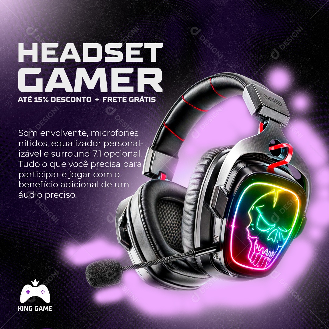 Loja Gamer Headset Gamer Social Media PSD Editável