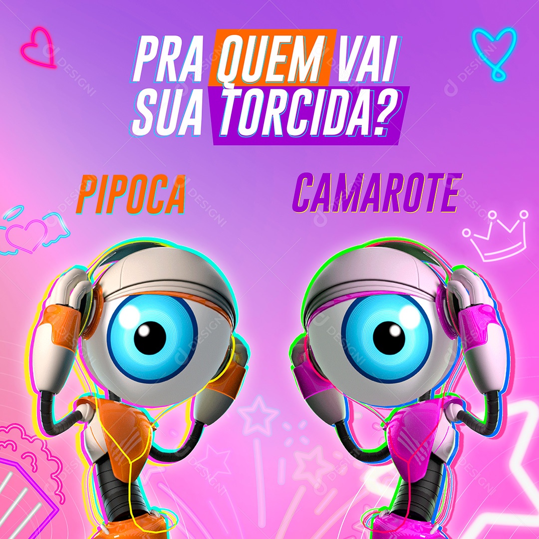 Big Brother Brasil Pra Quem Vai Sua Torcida Social Media PSD Editável
