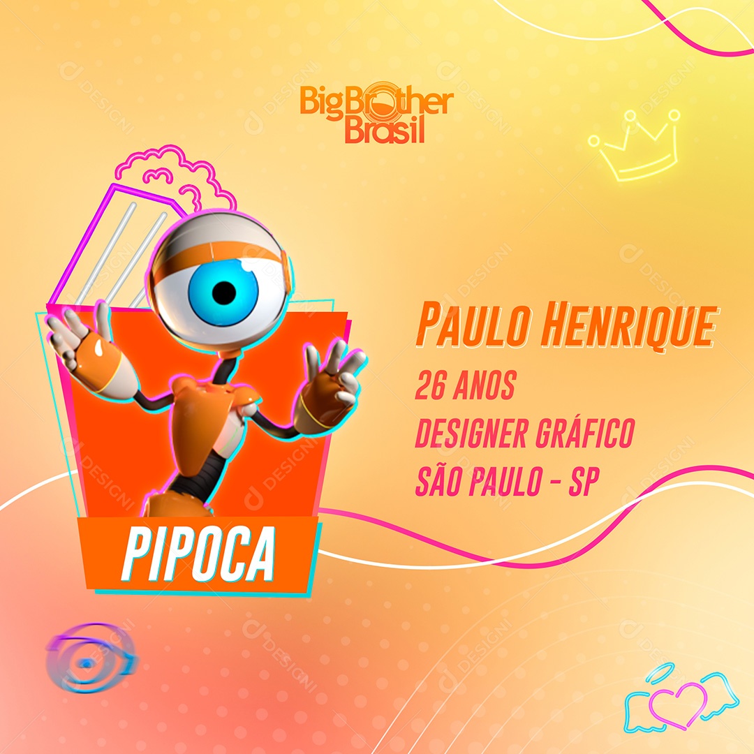 Big Brother Brasil Pipoca Social Media PSD Editável