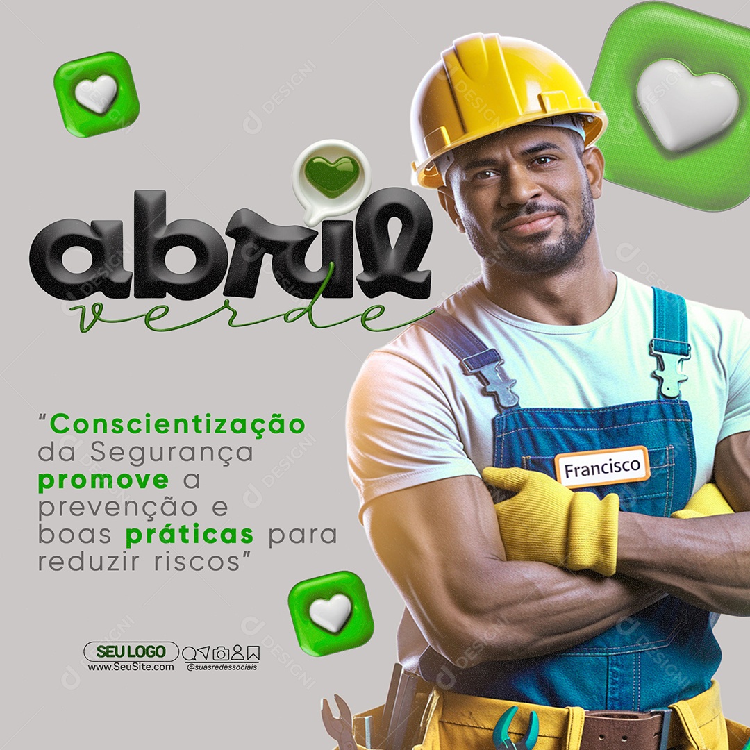 Abril Verde Segurança do Trabalho Social Media PSD Editável
