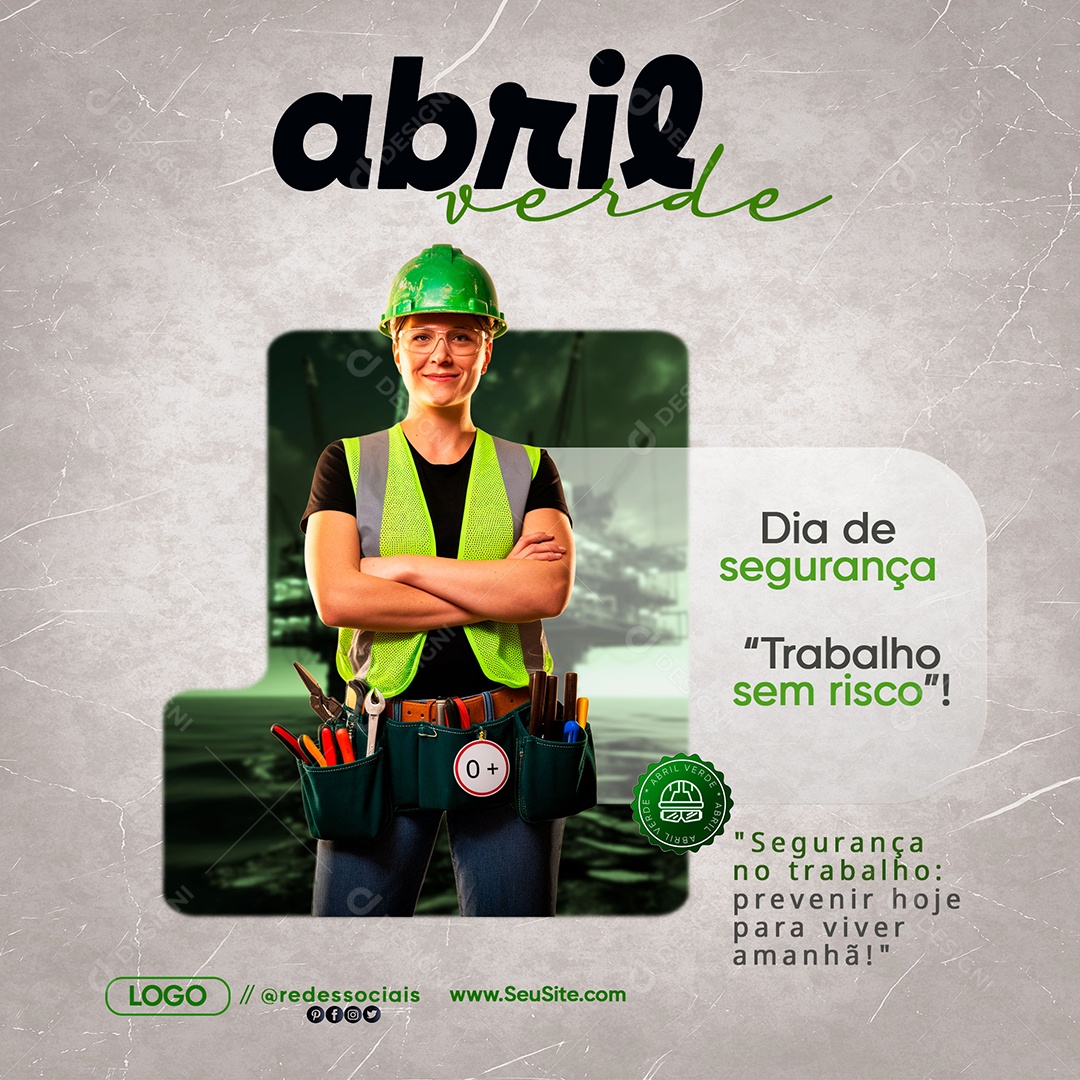 Abril Verde Segurança do Trabalho Social Media PSD Editável