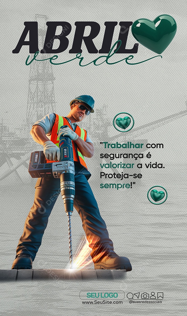 Story Abril Verde Segurança do Trabalho Social Media PSD Editável