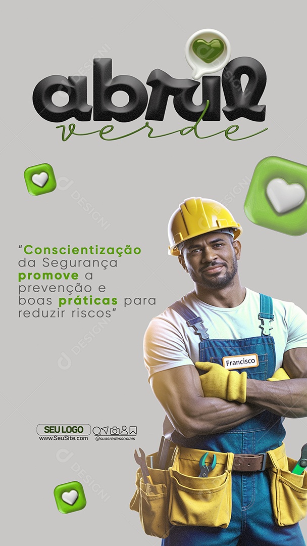 Story Abril Verde Segurança do Trabalho Social Media PSD Editável