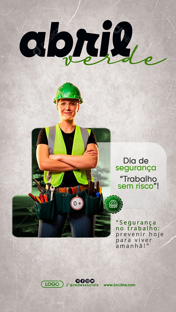 Story Abril Verde Segurança do Trabalho Social Media PSD Editável