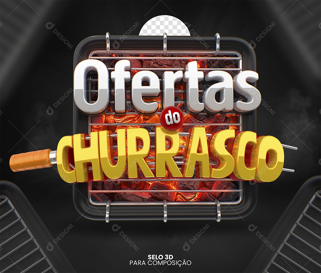Ofertas do Churrasco Selo 3D para Composição PSD