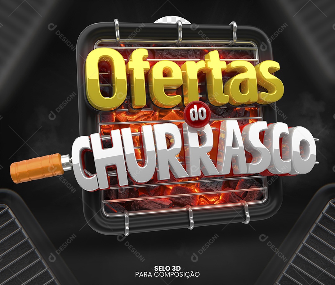 Ofertas do Churrasco Selo 3D para Composição PSD