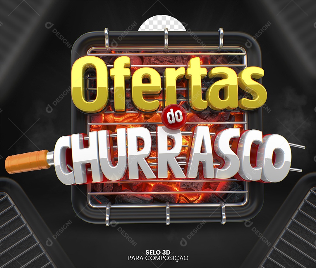 Ofertas do Churrasco Selo 3D para Composição PSD