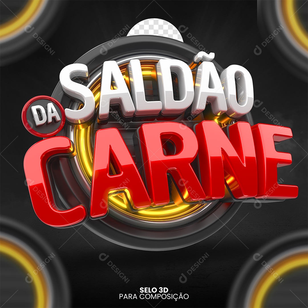 Saldão Da Carne Selo 3D Branco e Vermelho para Composição PSD