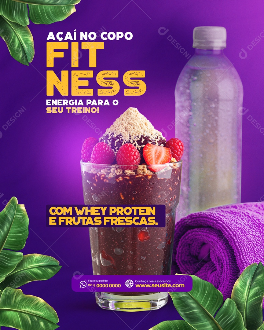 Açaí no Copo Fitness Social Media PSD Editável