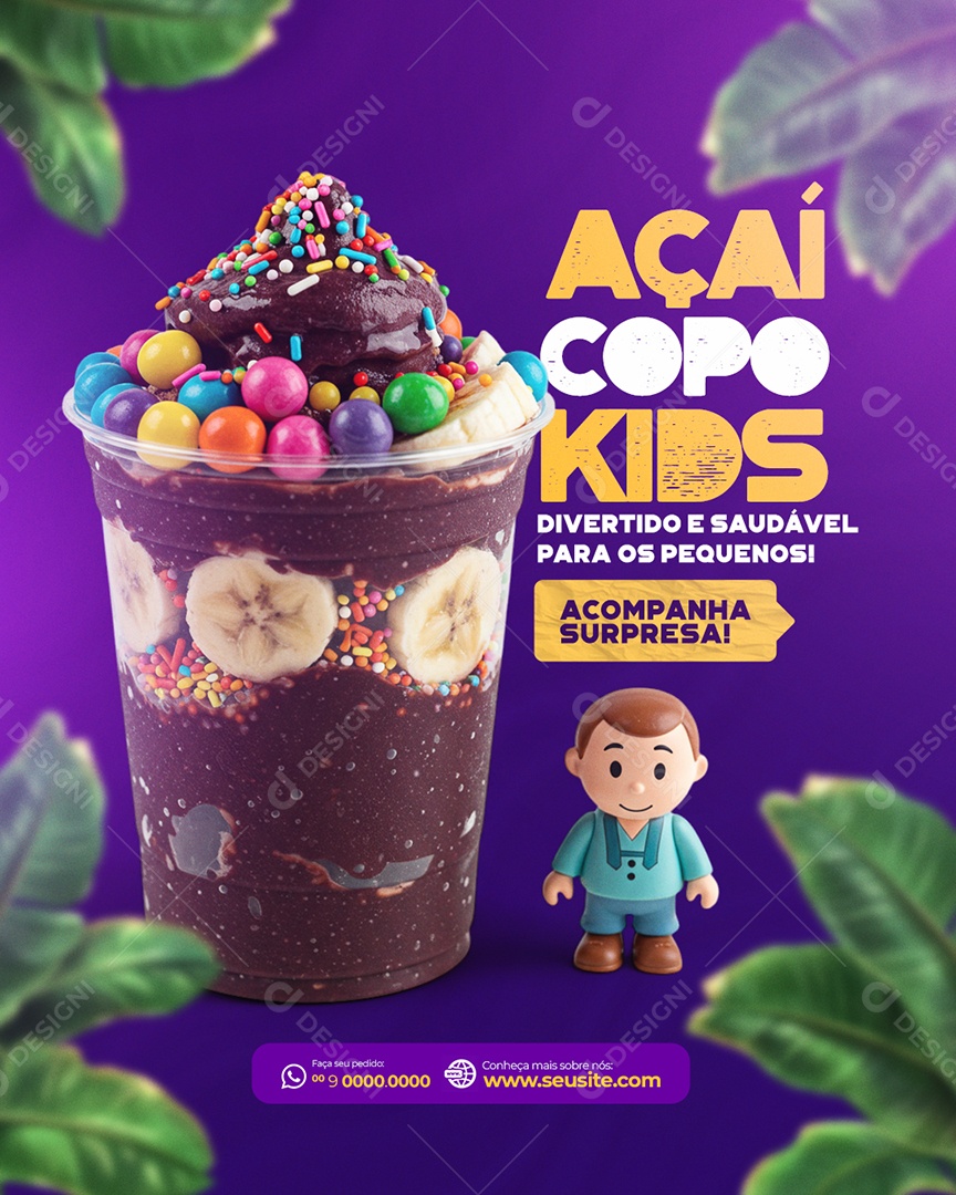 Açaí Copo Kids Social Media PSD Editável