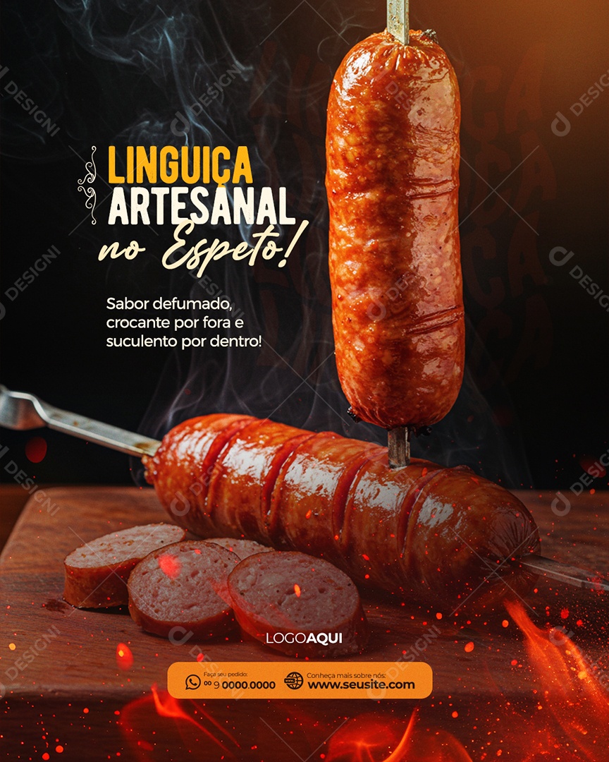 Linguiça Artesanal no Espeto Social Media PSD Editável
