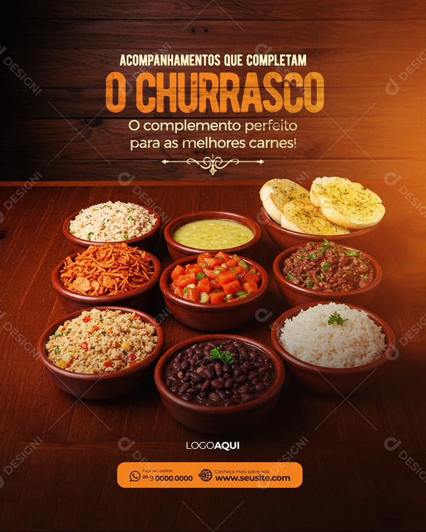 Acompanhamentos que Completam o Churrasco Social Media PSD Editável