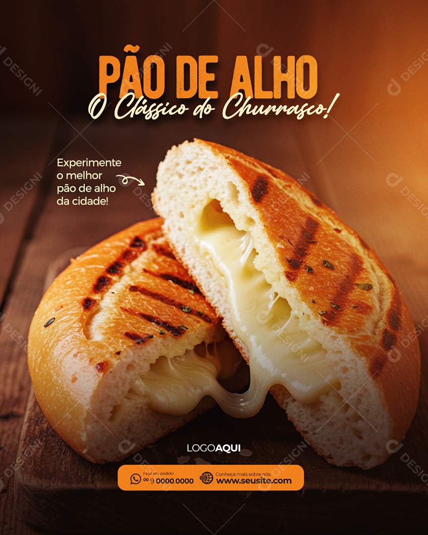 Pão de Alho o Classico do Churrasco Social Media PSD Editável