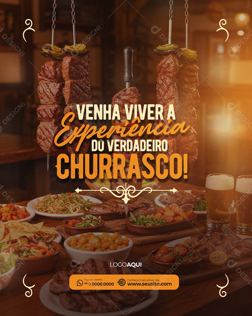 Venha Viver a Experiência do Verdaderiro Churrasco Social Media PSD Editável