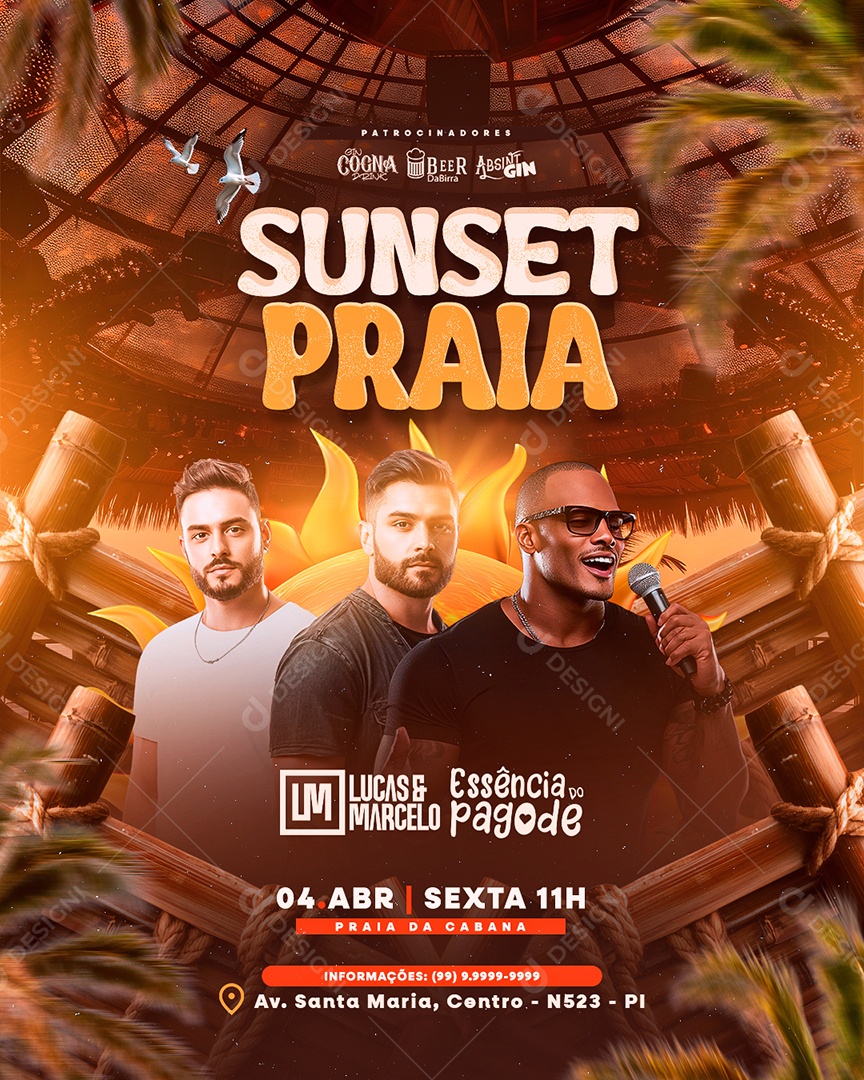 Flyer Sunset Praia Social Media PSD Editável