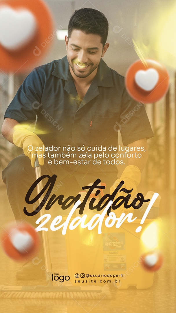 Dia do Zelador 11 de Fevereiro Parabéns Social Media PSD Editável