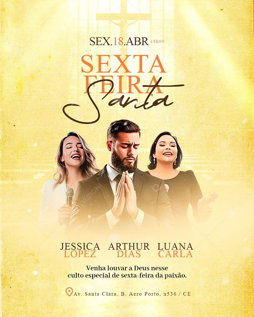 Flyer Gospel Sexta Feira Santa Social Media PSD Editável