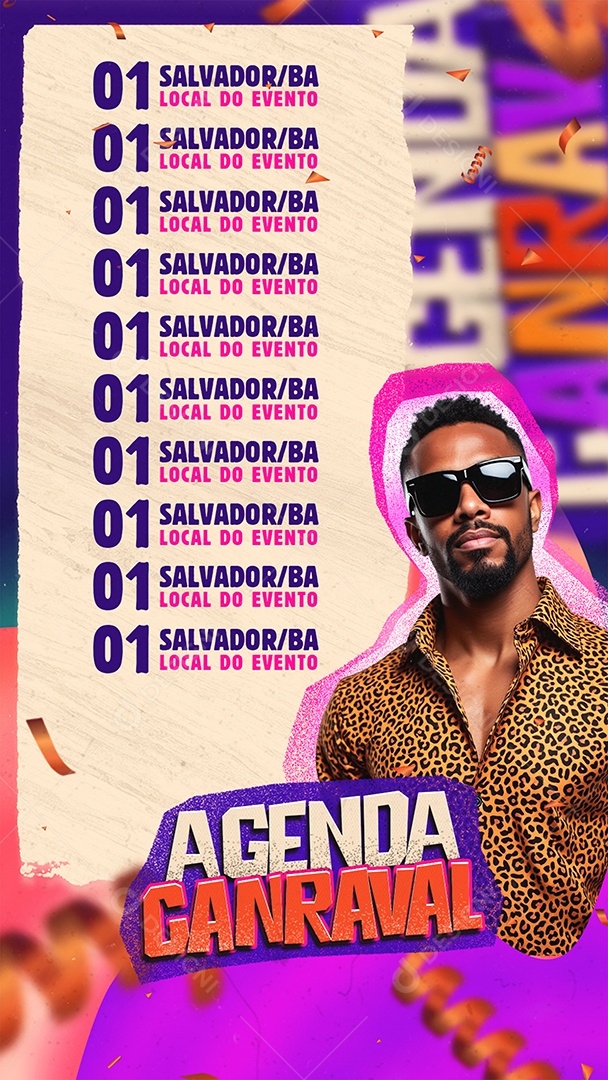 Story Flyer Agenda Carnaval Social Media PSD Editável