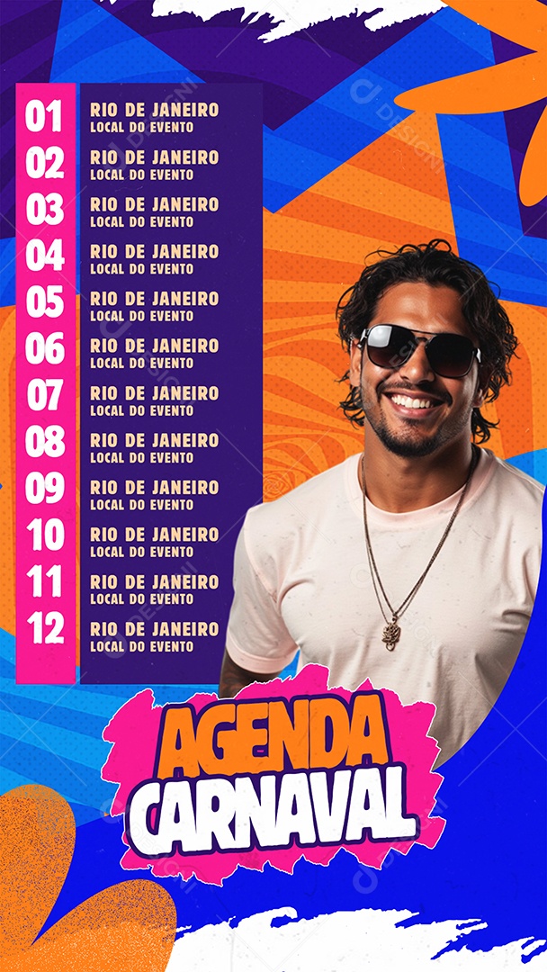 Story Flyer Agenda Carnaval Social Media PSD Editável