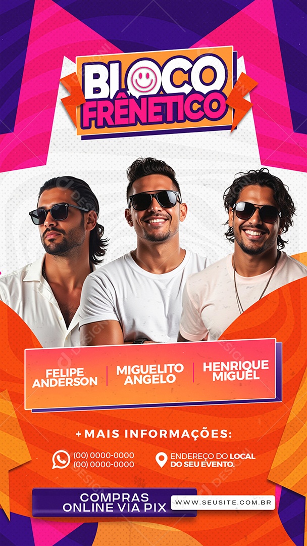 Story Flyer Bloco Frênetico Social Media PSD Editável