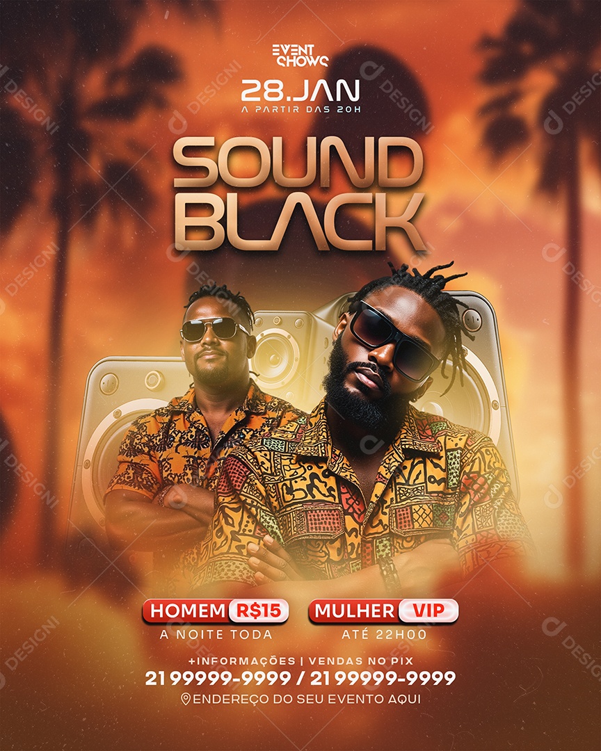 Feed Flyer Sound Black Social Media PSD Editável