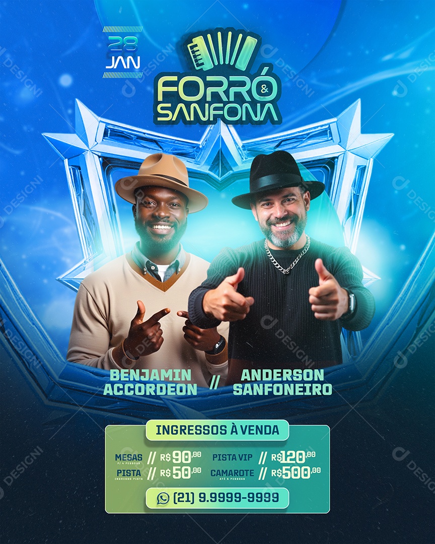 Feed Flyer Forró Sanfona Social Media PSD Editável