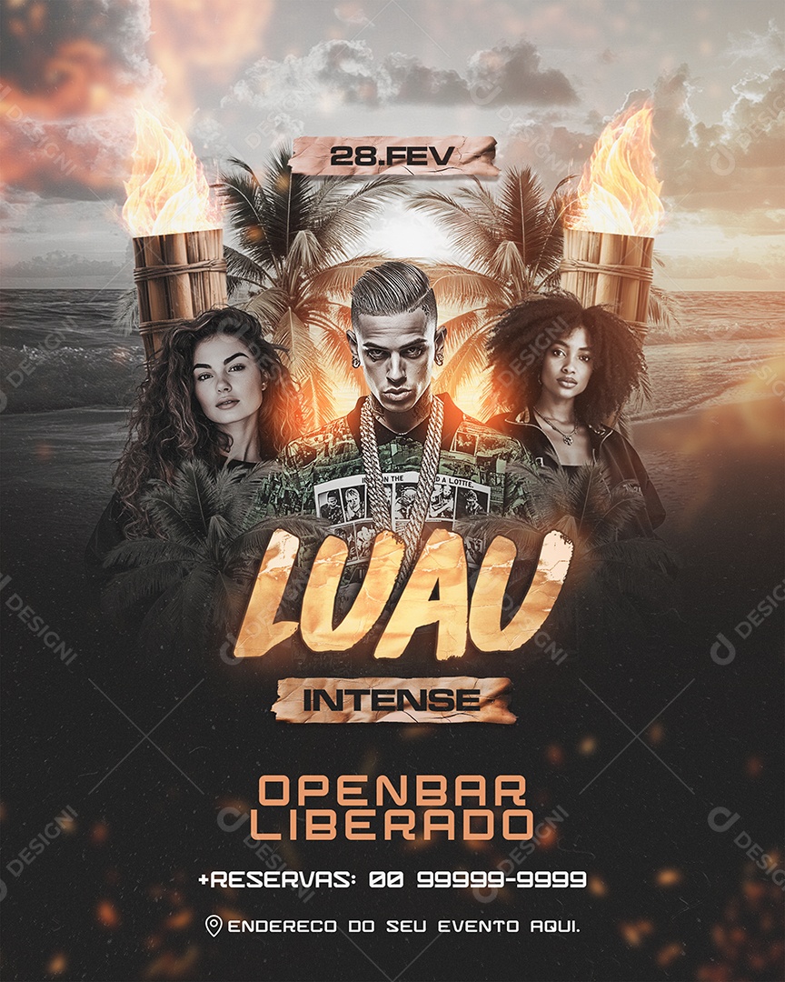 Story Flyer Luau Intense Social Media PSD Editável