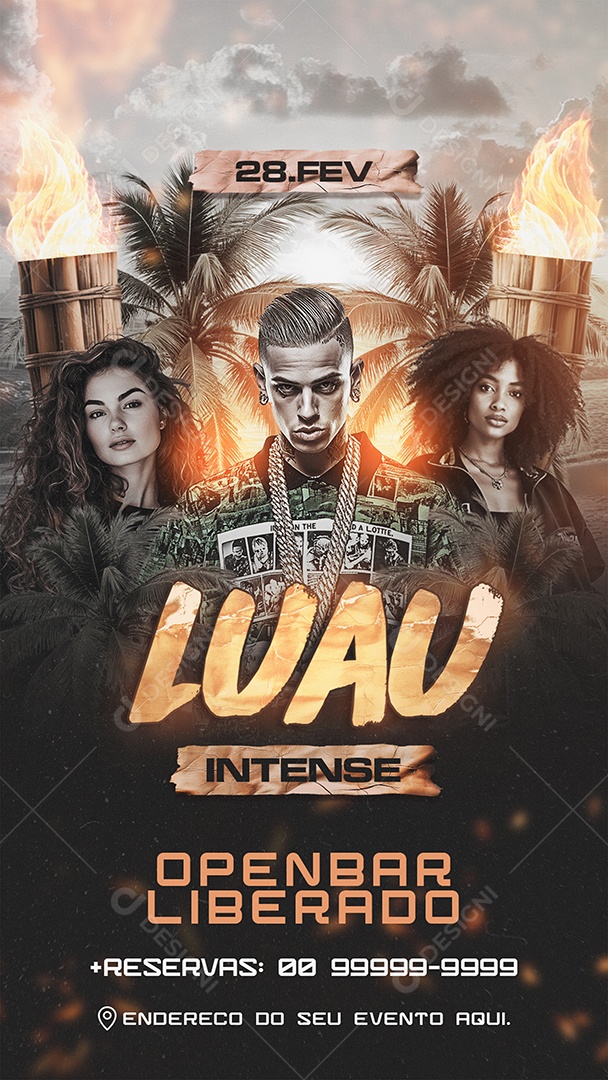 Story Flyer Luau Intense Social Media PSD Editável