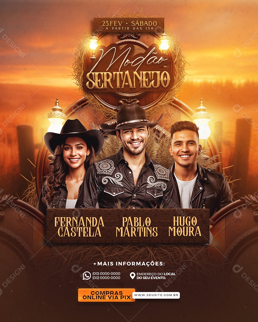 Feed Flyer Modão Sertanejo Social Media PSD Editável