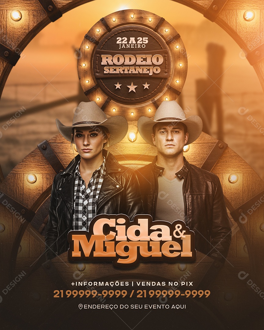 Feed Flyer Rodeio Sertanejo Social Media PSD Editável