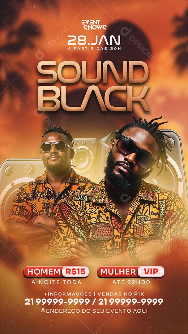 Story Flyer Sound Black Social Media PSD Editável