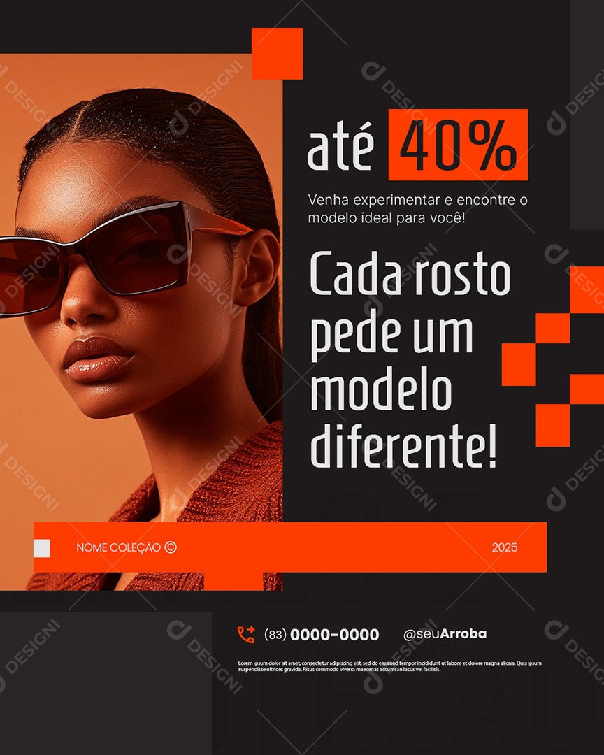 Ótica Cada Rosto Pede um Modelo Diferente Social Media PSD Editável