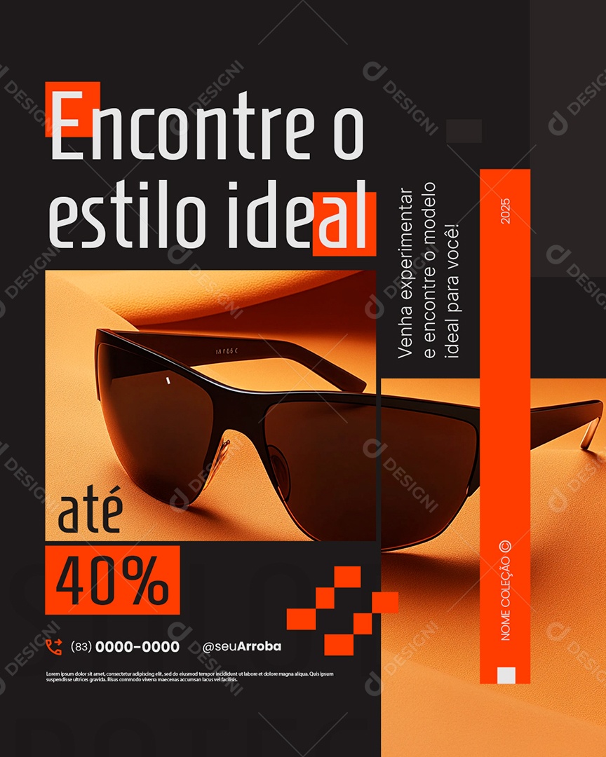 Ótica Encontre o Estilo Ideal Até 40% Social Media PSD Editável