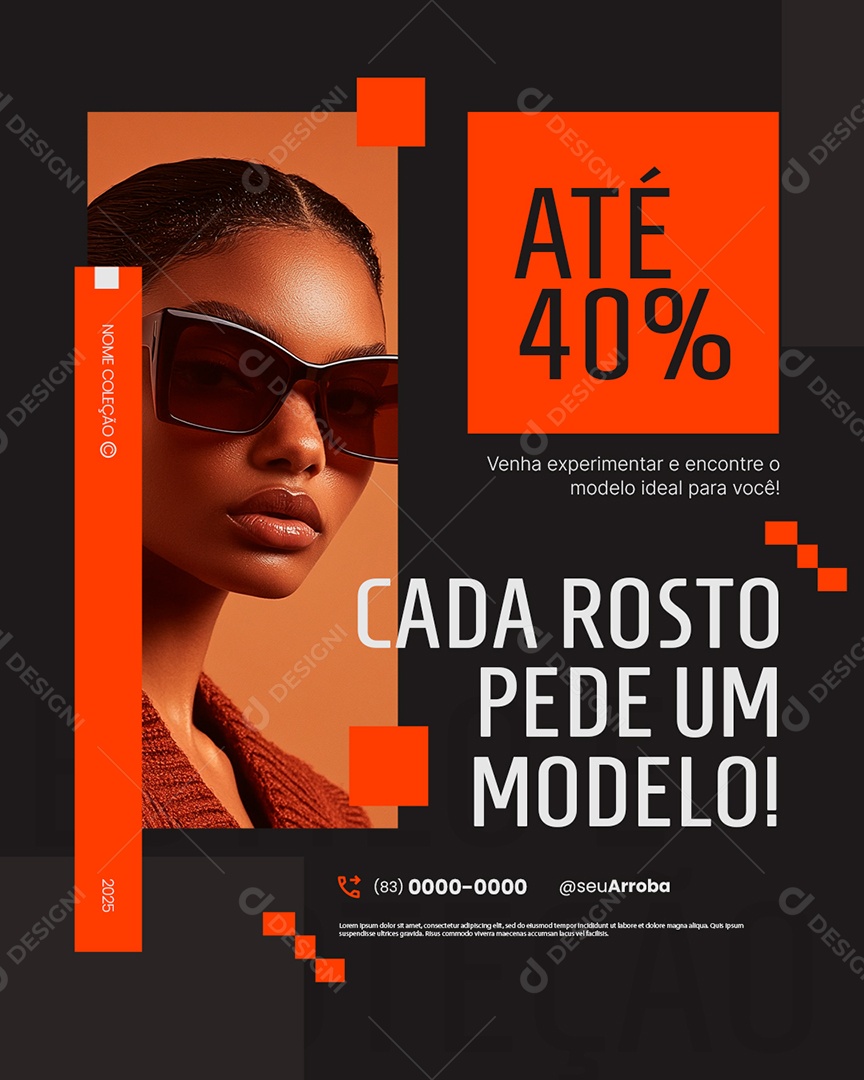 Ótica Cada Rosto Pede um Modelo Social Media PSD Editável