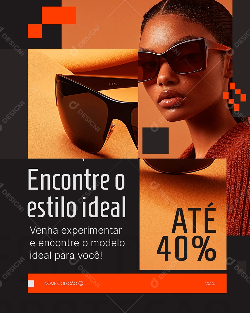 Ótica Encontre o Estilo Ideal Social Media PSD Editável
