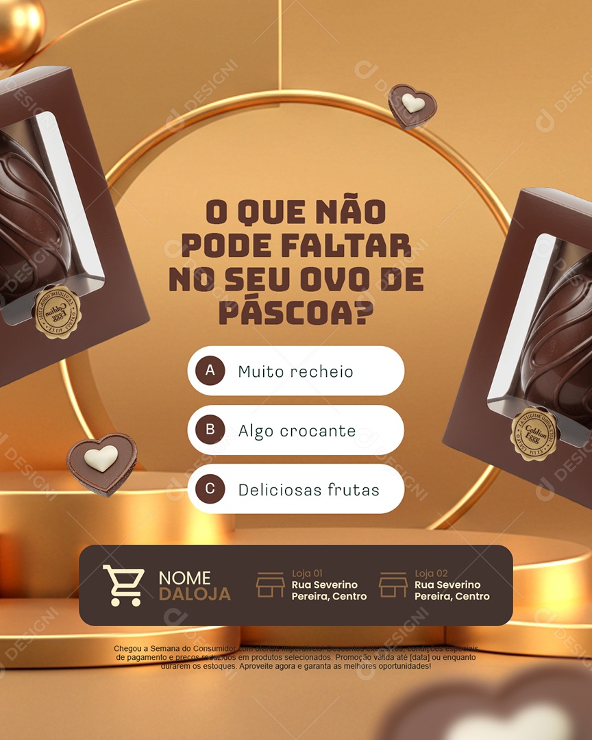 Chocolateria O Que Não Pode Faltar no Seu Ovo de Páscoa Social Media PSD Editável