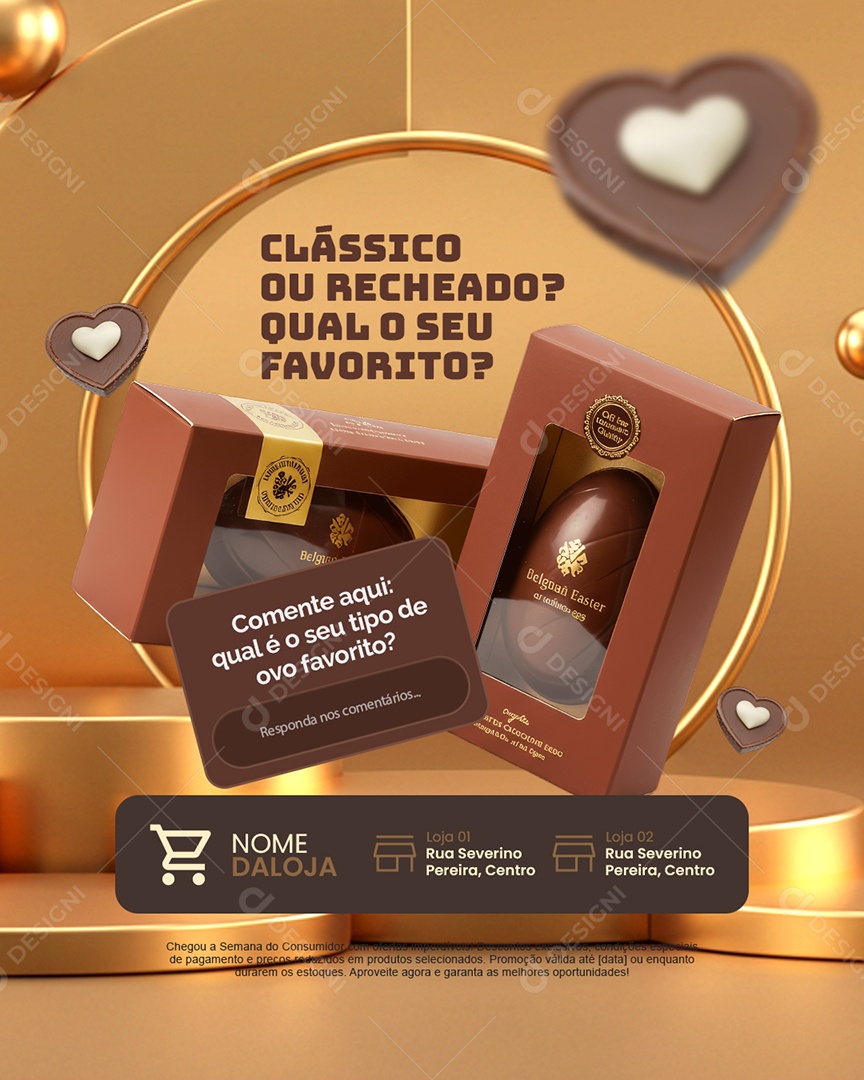 Chocolateria Clássico ou Recheado Qual o Seu Favorito Social Media PSD Editável