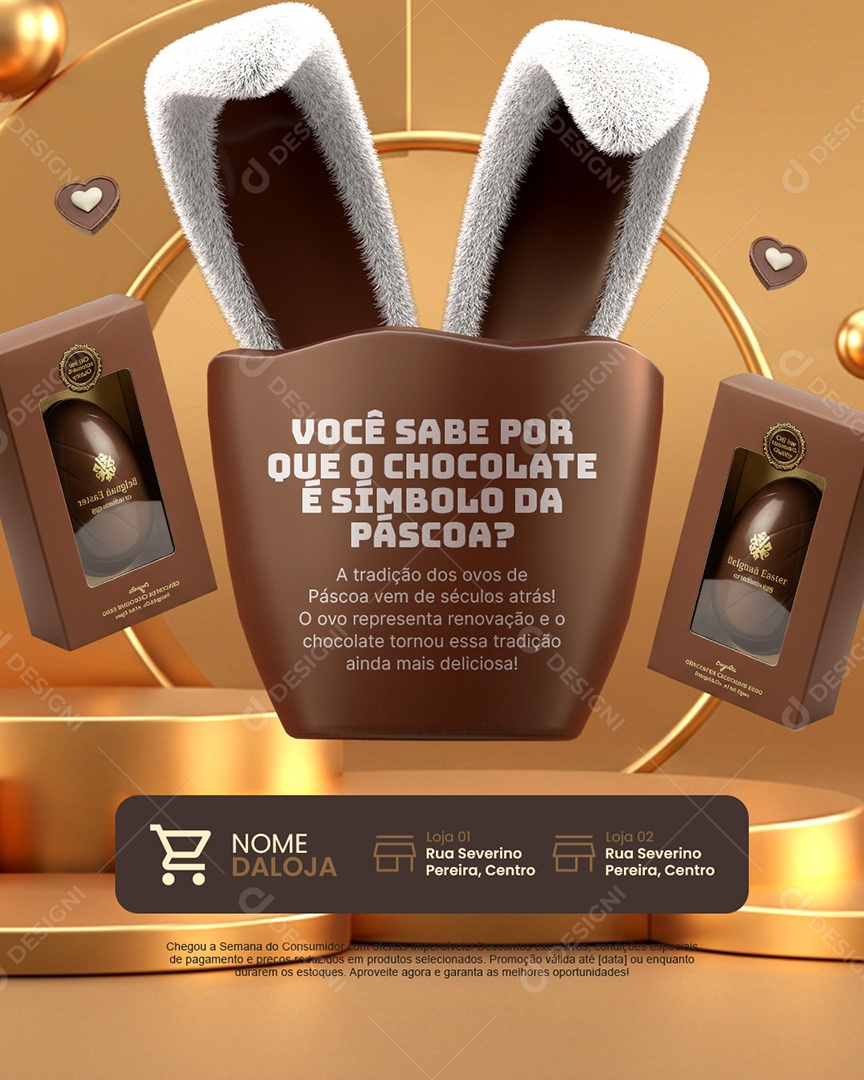 Chocolateria Você Sabe Por Que o Chocolate é Símbolo da Páscoa Social Media PSD Editável