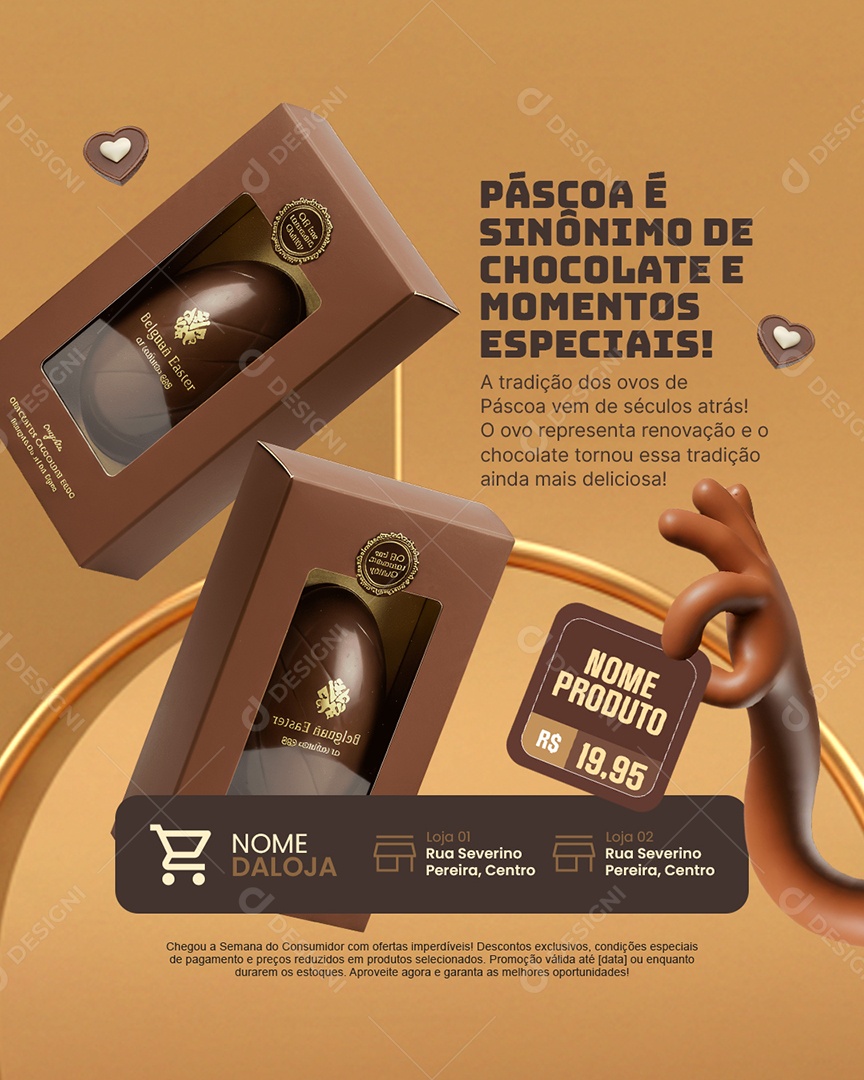 Chocolateria Páscoa é Sinônimo de Chocolate Social Media PSD Editável