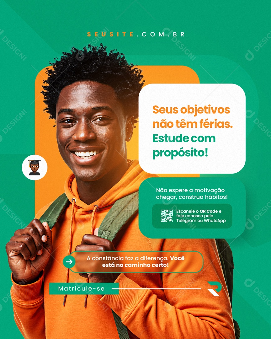 Volta às Aulas Seus Objetivos Não Têm Férias Social Media PSD Editável