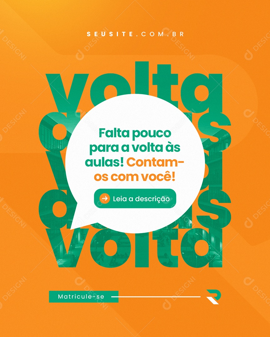 Falta Pouco para Volta às Aulas Social Media PSD Editável