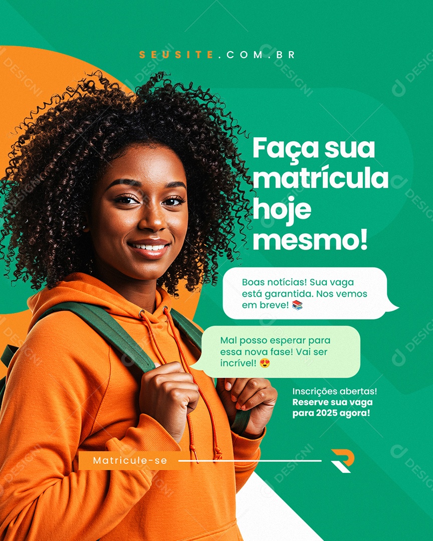 Volta às Aulas Faça Sua Matrícula Hoje Mesmo Social Media PSD Editável