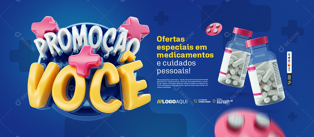 Banner Promoção Mais Você Farmácia Ofertas Especiais Social Media PSD Editável