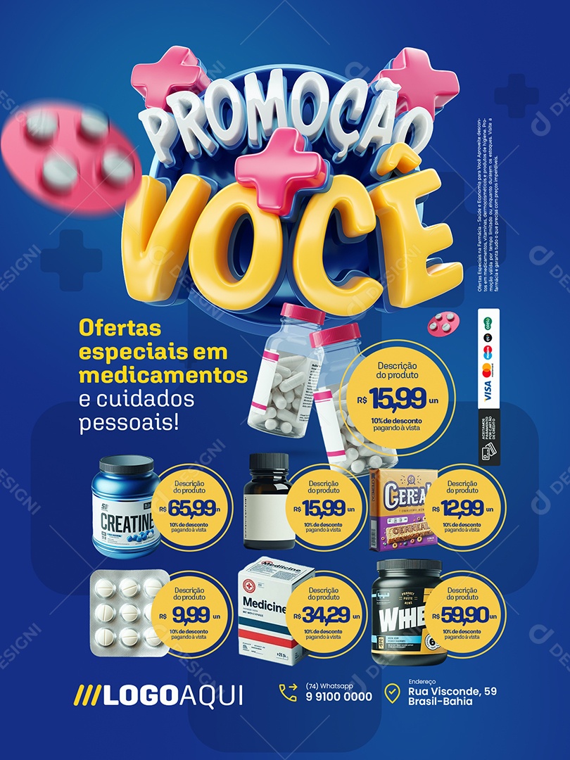 Promoção Mais Você Farmácia Encarte Ofertas Especiais Social Media PSD Editável
