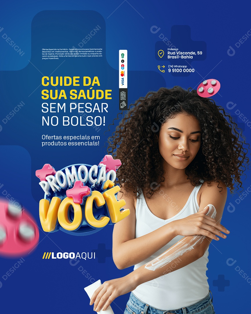 Promoção Mais Você Farmácia Cuide Da Sua Saúde Social Media PSD Editável