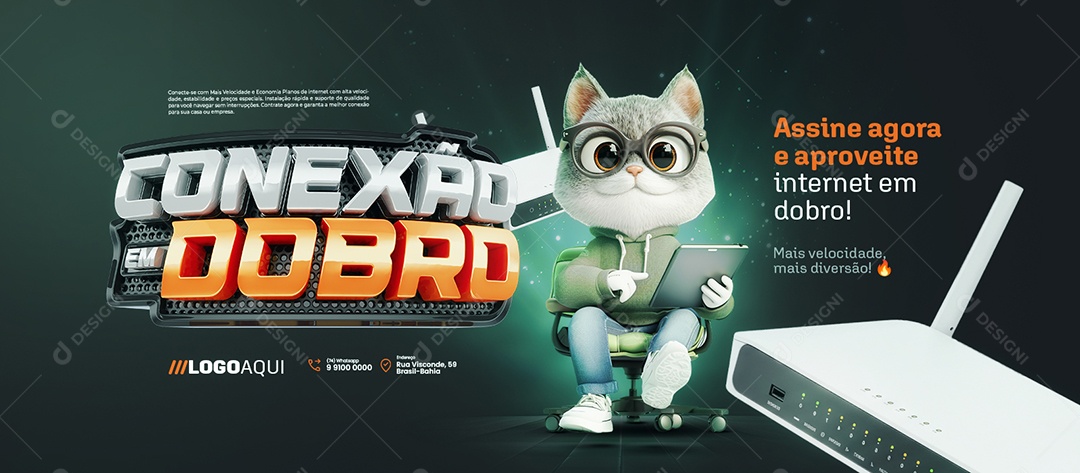 Banner Conexão em Dobro Internet Assine Agora Social Media PSD Editável